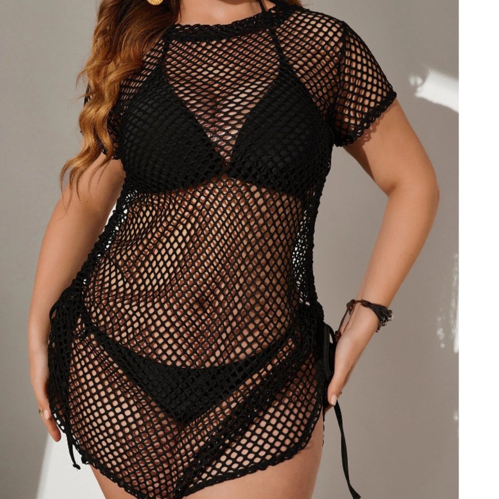 Hollow Out Knitted Cover Up Fish Net